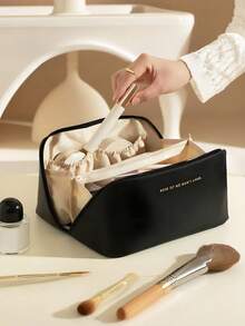 1pc Makeup Bag Simple Travel Cosmetic Bag Wash Bag, Makeup Storage Bag, Portable Outdoor Travel Toiletry Bag, Fashionable Handbag For Travel Daily Use, Travel Goods Storage Bag, For Makeup Tools, PU Leather, Travel Accessories Men Toiletry Bag Makeup Brushes Storage School Supplies Travel Essentials Make Up Bag Holiday Essentials Makeup Bags Makeup Pouch Makeup Organizer Winter