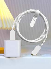 5 件哑光白色 TPU 防震充电器保护壳和绕线器，兼容 Apple 18W/20W 充电器 - 白色 - 查看 2