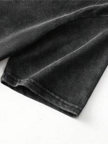 Alien Movie Theme Print Men's Washed And Distressed Print Round Neck Short Sleeve Casual T-Shirt - Black - View 6