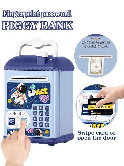 Multiple Styles And Colors To Choose From,Box Atm Money Saving Bank With Password & Fingerprint Unlocking, Toy Coin Storage, Music/Sound Effect/Voice Prompts, Manual Paper Rolling, Handheld, Educational, Parent-Child Interaction For Kids Aged 3 And Up, Random Accessories (Excluding Ordinary Batteries), Certified For Children