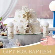 30pcs Rose Beaded Bracelet, Acrylic 3D Rose Bead Bracelet, Comes With Organza Bag, Suitable For Baptism Gifts, First Communion Gifts, Party Favors, Wedding Celebrations And More