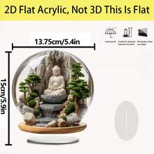 2D 平面波西米亚水晶喷泉带底座 - 雄伟的佛陀冥想设计，家居装饰牌匾，精湛的工艺，办公室装饰品，新年和圣诞节的理想礼物 | 2D 平面 0.3 厘米厚度 - 彩色 - 查看 21