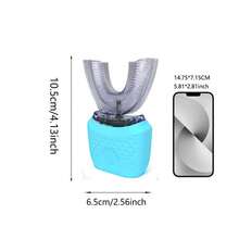 Cepillo de dientes inalámbrico en forma de U con luz de blanqueamiento dental ultrasónica de 360 grados, de silicona, eléctrico y automático