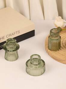 3pcs Clear Glass Candle Holder, Universal Candle Holder For All Seasons, Two Ways To Use, Suitable For All Kinds Of Candles, Table Decoration, Office Table Decoration, Scented Candle Cups, Candlelight Dinner, Room Atmosphere, Patio Decoration, Valentine's Day Party Decoration, Room Decoration, Gift Decoration, Dining Table Centerpiece,