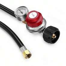 4ft High Pressure 0-30PSI Adjustable Propane Gas Regulator With Hose & PSI Gauge - Black - View 5