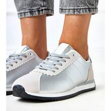 Tênis de lona branca com palmilha preta Mydland - Prata - Ver 6