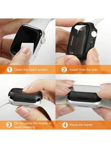 2pcs Black PC + Tempered Glass Integrated Watch Case, Shock-Proof, Scratch-Resistant, Fashion Protective Cover, Compatible With Apple Watch Case 40mm/41mm/42mm/44mm/45mm/46mm/49mm, Compatible With Apple Watch Ultra/SE/11/10/9/8/7/6/5/4 Series, Comfortable Wear, Unisex, All-Round Protection - Black + Black - View 8