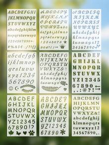 9pcs Letter & Number Template, 5x7 Inch Reusable Plastic Letter Letter Template Cursive Font Template For Notebook, Diary, Scrapbook, DIY Painting Template Wooden Glass Door Holiday Decoration - one-size - View 2
