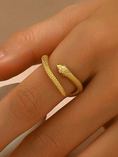 1 anel aberto minimalista e moderno em formato de cobra, joia casual unissex, adequado para uso diário e para presentear