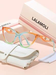 LALAMOLI LALAMOLI Katzenauge Vollrahmen Klarglas, Perlenverzierung an den Bügeln, geeignet für den täglichen Gebrauch und als Geschenk