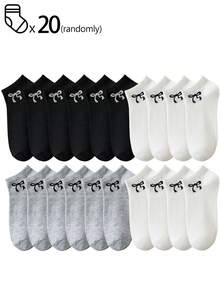 20/10/5/1 双女士短袜、隐形袜、白袜子、黑袜子、灰袜子、女袜、可爱袜子、女童袜子、黑色袜子、卡通细节、导轨透气孔设计、吸湿排汗、柔软顺滑，适合各种节日、运动、休闲、商务等日常穿着，一年四季均可穿着，颜色组合随机。 - 彩色 - 查看 7