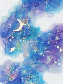 CANDY POETRY 10 件/包水彩扎染全息贴纸，创意美学贴纸贴花，DIY 装饰剪贴簿工艺材料，节日礼物，个性化剪贴簿学校用品 - 藍色 - 查看 6