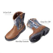Kids Western Cowboy Boots - Mid Calf Riding Boots With Side Zipper For Boys & Girls (Toddler/Little Kid/Big Kid) - 彩色 - 查看 4
