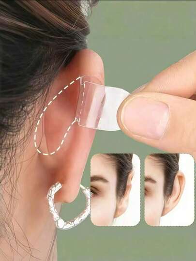 60片装隐形精灵耳贴，低过敏性支撑贴，适用于角色扮演和脸型塑形 - 男女通用透明垂直矫正贴，隐形低过敏性硅胶精灵耳贴 - 透明防下垂耳贴，适用于角色扮演、角色扮演游戏和派对，无异味面部轮廓支撑贴，价格实惠，适合作为圣诞礼物、化妆品、化妆工具、廉价商品、礼物、女士礼物、圣诞礼物