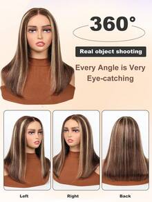 Parrucca frontale in pizzo 4/27, senza adesivo, 6 x 4 ciocche, parrucca frontale in pizzo sfumato, senza adesivo, parrucca in veri capelli pre-sfoltita, 4/27 ciocche, biondo miele, pizzo trasparente, parrucca frontale 6 x 4, traspirante e naturale, adatta alla maggior parte delle donne e tonalità di pelle, densità dei capelli veri 180, colore dei capelli veri, colore naturale e bello, Ognissanti Carnevale, 20,3 - 40,6 cm