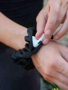 1pc Multi-Functional Hair Tie Storage Pouch - Portable Money Hider & Organizer, Non-Waterproof, Zippered Scrunchie Elastic Hair Tie With Secret Pocket For Keys, Cash, Headset, Accessory Storage - Fashionable Polyester Hair Band Accessory, Large Capacity Makeup Organizer Makeup Case, For Lipstick, Brush, Skincare, Mobile Phone, Coin, Small Items, For Home, Gift, Vacation And Festival Halloween Christmas Multifunctional Use Home Bathroom Decor Summer Back To School - Dây buộc tóc khóa kéo - Xem 2