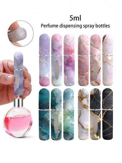 1/4 pezzi Nuova bottiglia spray per profumo dorata e marmorizzata, bottiglia per profumo da 5ml, strumento portatile da viaggio per mini confezioni di profumo, per uomo e donna, disponibile in vari colori, regali di compleanno per famiglia e amici, regali di Natale