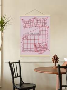 1 件“再睡五分钟”主题床头墙画，粉色“睡过头”主题，卧室装饰画，青少年宿舍装饰，家居墙面装饰，无框 - 彩色 - 查看 3