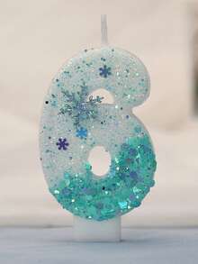 1 Pc Birthday Number Candle, Blue Snowflake Birthday Candle Cake, Candle Cake Decoration, Suitable For Anniversary Celebration Items - Multicolor - View 10