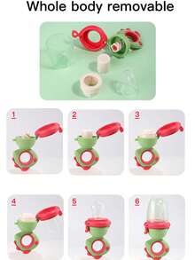 KUNT 1/3 件婴儿恐龙图案挤压牙胶，硅胶水果蔬菜旋转压力喂食器，果汁喂食器，带 S/M/L 替换网袋 - 彩色 - 查看 11