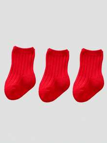 3 双婴儿纯色舒适中筒袜，适合 1-3 岁儿童日常穿着，秋冬季 - 彩色 - 查看 8