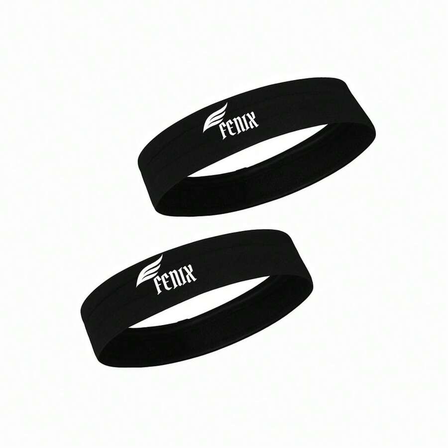 Kit com 2 testeiras anti suor faixa para cabelo envio em 24h esportes fênix - 2 Preto - Visão 1