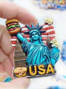 1个世界文化3D冰箱贴，印有9个国家地标，例如日本和服、加拿大枫叶、自由女神像、甲虫等。采用高饱和度树脂压花工艺，精准再现文化符号。双尺寸标记（标准尺寸6.5厘米/2.55英寸），带有樱花烫印和彩虹路标等细节，彰显收藏品质。是旅行纪念品市场和文化收藏产品的理想之选。 - 彩色 - 查看 5