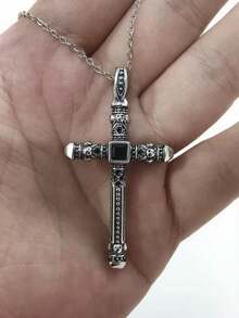 1pc Cross Pendant Necklace, Fashionable Minimalist Versatile Hip-Hop Necklace, Suitable As Jewelry Gift For Anniversary, Christmas, Birthday, Valentine's Day, Thanksgiving