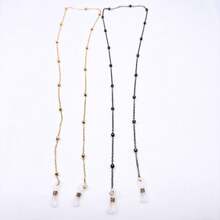 Delicate Colorful Eyeglass Cord Safety Chain Fashion/New - Dourado + Cinza - View 1