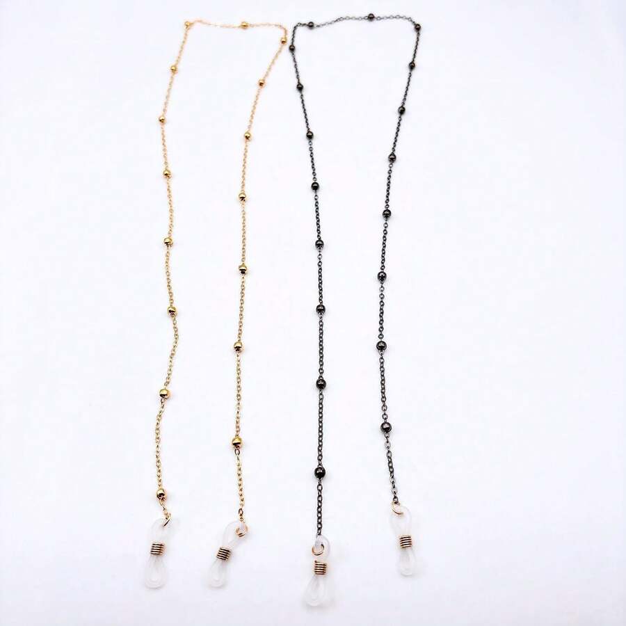 Delicate Colorful Eyeglass Cord Safety Chain Fashion/New - Dourado + Cinza - View 1