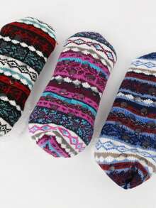 1双女士复古仿羊羔绒拖鞋袜，防滑家居拖鞋，保暖内里，适合室内/睡眠穿着，冬季 - 查看 7