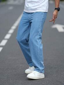 Men's Loose Jeans Straight Leg Wide Leg Long Denim Pants Casual Work Hip-Hop Jeans Pants - Rửa nhẹ - Xem 7