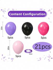 61 de baloane mov negre și roz, baloane mov negre și roz aprins de 10 inch pentru fete, ziua de naștere, baby shower, nuntă, dezvăluirea sexului, Valentine, decorațiuni de mireasă