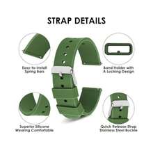 Silicone Watch Bands - Quick Release Waterproof Soft Rubber Replacement Straps With Silver Plated Stainless Steel Buckle