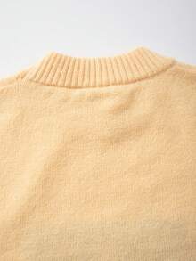 ANDREILEE Minimalist Style Preppy Style Long Sleeve Round Neck Dropped Shoulder Letter Print Pullover Sweater, Suitable For Spring, Autumn, Winter - Yellow - View 10