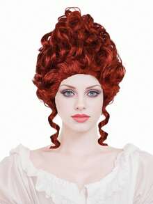 优雅女士维多利亚宫廷复古假发 - 经典18世纪殖民时期历史角色扮演假发，复古洛可可风格欧洲女王服装假发，短款大卷巴洛克蓬松盘发蜂窝式假发，适合节日、文艺复兴派对、戏剧表演、化装舞会、毕业舞会和皇家主题活动，多种鲜艳颜色可选（银色、金色、粉色、亮红色、黑色、深棕色）的合成假发 - 彩色 - 查看 16