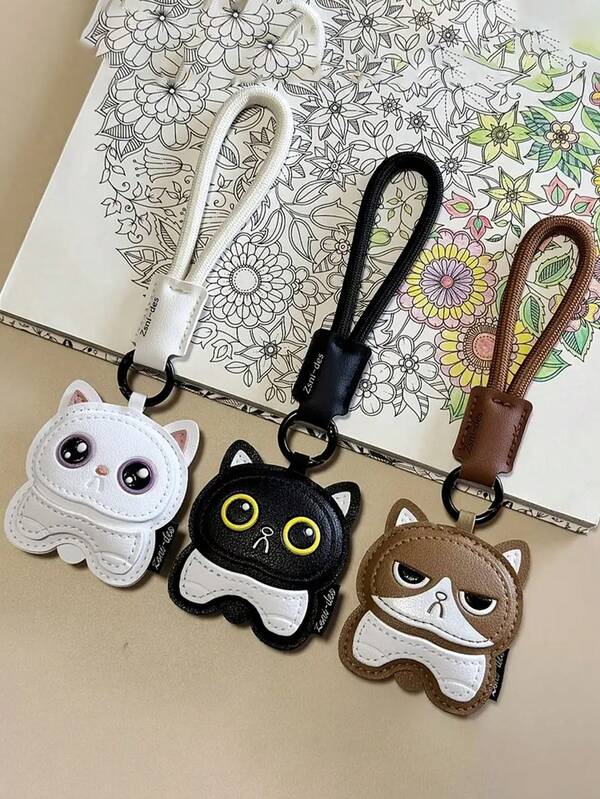 1 Llavero adorable de gato, material de piel sintética, accesorio de llavero creativo para bolsos y coches - regalo ideal para hombres, mujeres, parejas o mejores amigos en Navidad