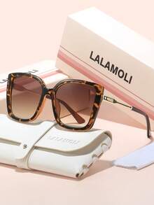 LALAMOLI LALAMOLI quadratische Oversized Vollrand Modebrillen mit dekorativen Bügeln, Outdoor Strand Urlaubsgeschenk