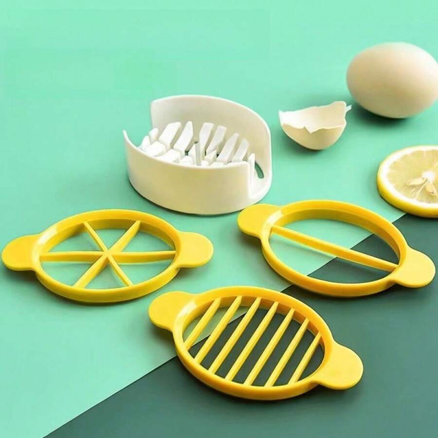 3-In-1 Egg Slicer, Egg Cutter For Hard Boiled Eggs, Multi-Purpose Food Slicer To Cut Fruits Into Fourth Sixth Or Slices - ngẫu nhiên - Xem 1