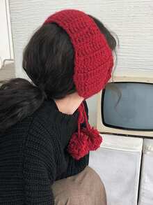 1 件秋冬季女士护耳保暖羊毛耳罩，柔软针织耳包，适合女孩，可爱耳罩冬季保暖 - 彩色 - 查看 4