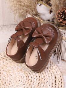 New Girls Bow Lace Anti-Slip Soft Bottom Round Toe Cute Retro British Style Flat Shoes, Suitable For Spring And Autumn