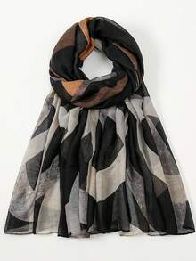 1pc Geometric Pattern Elegant Casual Polyester Chiffon Printed Scarf/Headscarf, Suitable For Work, Street, Party, Spring/Summer/Autumn/Winter