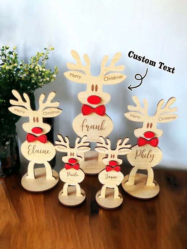 Decoração de Mesa Personalizada de Rena de Nariz Vermelho, Presente de Decoração de Natal, Decoração de Festa de Natal