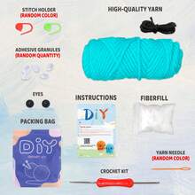 YAMAXIN Bộ dụng cụ móc len hình bạch tuộc dễ thương dành cho người mới bắt đầu, bộ móc len hình động vật, bộ dụng cụ tự làm dành cho người lớn, bao gồm đầy đủ nguyên liệu, video hướng dẫn từng bước, thích hợp làm quà tặng, đồ thủ công tự làm (phụ kiện màu ngẫu nhiên) - Màu xanh lam - Xem 4