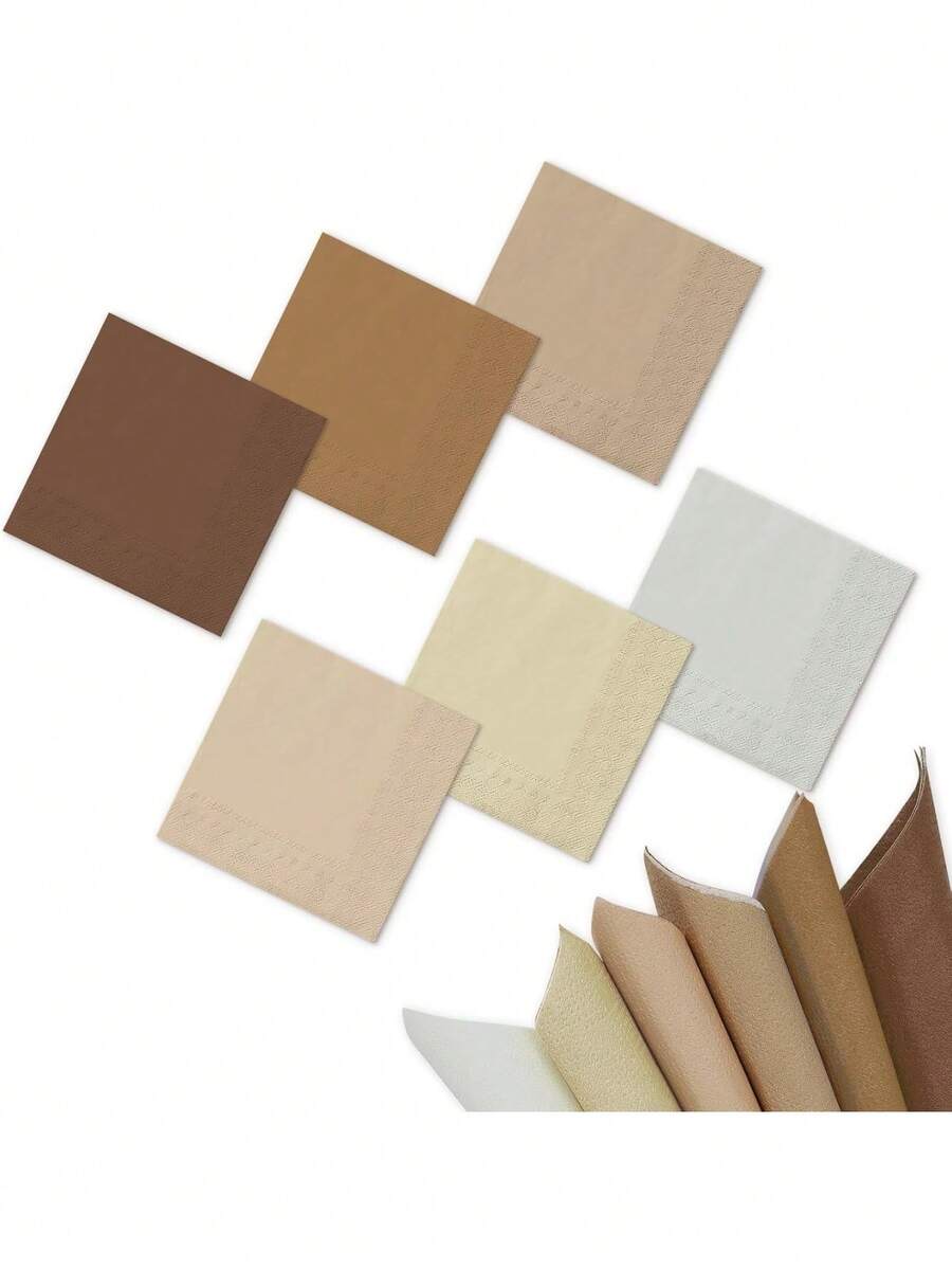 20/60/120片秋色棕色鸡尾酒餐巾秋季主题甜点餐巾裸棕色乳白色一次性饮料餐巾适用于秋季感恩节派对婚礼婴儿洗礼用品