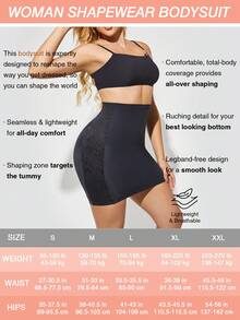 1pc Women Lace Shapewear Slip Skirt, Tummy Control & Butt Lifting - Black - View 6