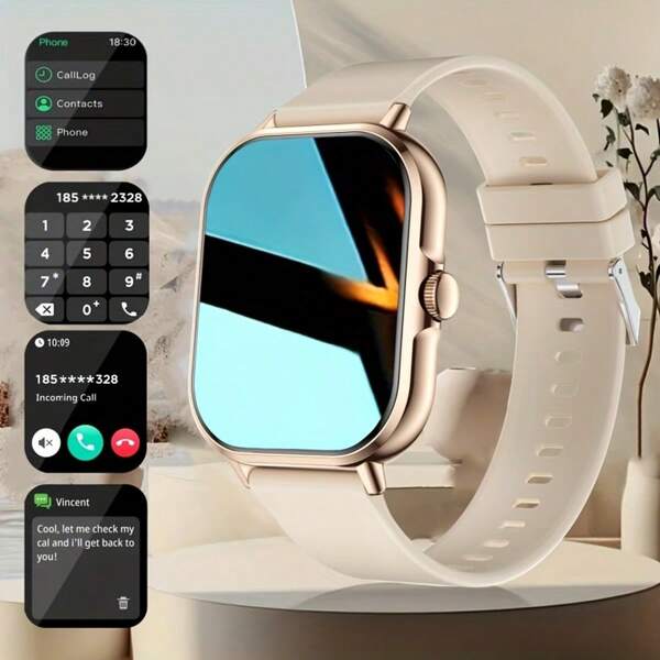 [Intelligente Sportuhr] Multifunktionale intelligente Sportuhr - Hochauflösender Vollbildschirm, mit kabelloser Anruf-/Wählerfunktion, Informationsbenachrichtigung, mehrere Sportmodi, Aktivitätsaufzeichnung/Aktivitätsverfolgung, Fernfotografie/Musikwiedergabe, Zifferblatt-Hintergrund, geeignet für Männer und Frauen, geeignet für Android und iOS