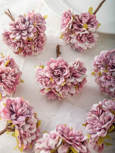 1PC(6PCS Head) Artificial Carnations Flowers MINI Letter, Bouquet DIY, Wreath Material, Candy Box Accessories, Home Wedding Decoration, Bride Wrist Flower, Chest Flower, Headflower Material, New Year Decoration, Birthday Party Cake Accessories