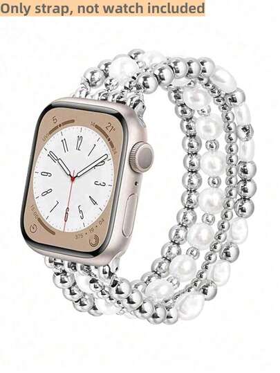 1 件时尚串珠手链智能手表表带，弹力绳时尚可爱，兼容 表带，兼容 Apple Watch38/40/41/42/44/45/46/49mm，兼容 Series Ultra/SE/10/9/8/7/6/5/4/3/2/1，适合送给朋友女朋友母亲节情人节风格（仅表带，不含手表和表壳）