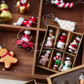 Ny juldekoration jultomten snögubbe julgranshängande ornament, kreativ mini-hängedekoration i målat glas